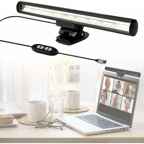 Led-lampe Für Laptop, Laptop-lampe Für Videokonferenzen, Schreibtischlampe, Usb-screenbar Mit 10 Helligkeitsstufen / 3 Farbtemperaturen / Platzsparend
