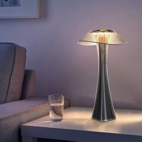 Wiederaufladbare Led-tischlampe, Dimmbar Per Touch, Titan – Lampenschirm Aus Pmma – 3w – Laufzeit Bis Zu 10 Stunden – Für Schlafzimmer Und Büro