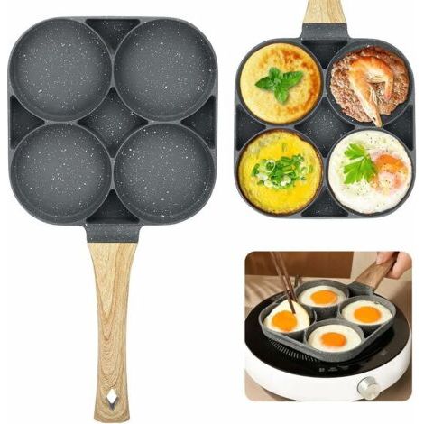4-fach-pfanne, Crêpe-pfanne, Kleine Antihaft-aluminium-pfanne Für Eier, Pfannkuchen, Frühstück, Spiegeleier Und Hamburger, Geeignet Für Gasherd Und Induktionskochfeld