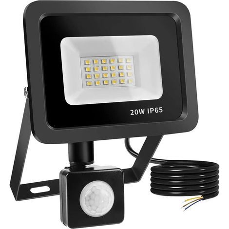 Led-strahler 20w Mit Bewegungsmelder – 24 Leds – Ip65 Wasserdicht – Weißes Licht 6500k – Reichweite Bis Zu 15m – Erfassungswinkel 330°/180°