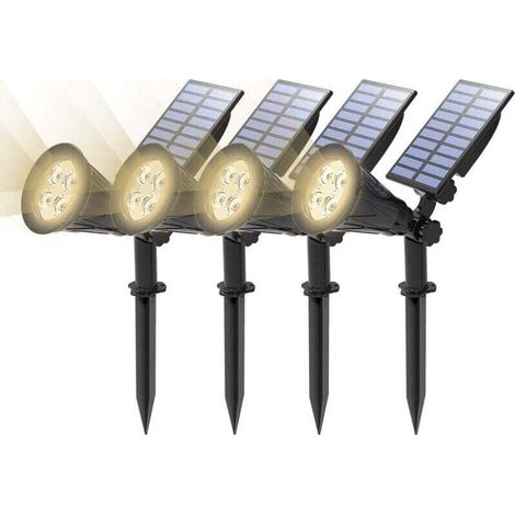 4er-pack T-sun Solar-außenstrahler, Wasserdichte Led-solarleuchte Für Den Garten, Solar-flutlicht Zur Dekoration Von Landschaft, Hof, Weg Und Auffahrt (4000k)