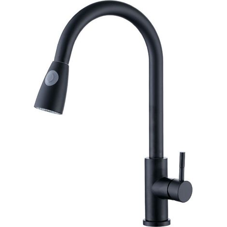 Moderne Küchenarmatur Mit Hohem Bogen Und Handbrause, Einhebelige Spültischarmatur, Edelstahl-handbrause, Schwarz