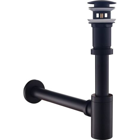 Waschbecken- Und Spülbeckensiphon Mit Ablaufstopfen, Universeller Geruchsneutraler Badezimmersiphon, Höhenverstellbar, Click-clack-ablauf Ohne Überlauf, Mattschwarz