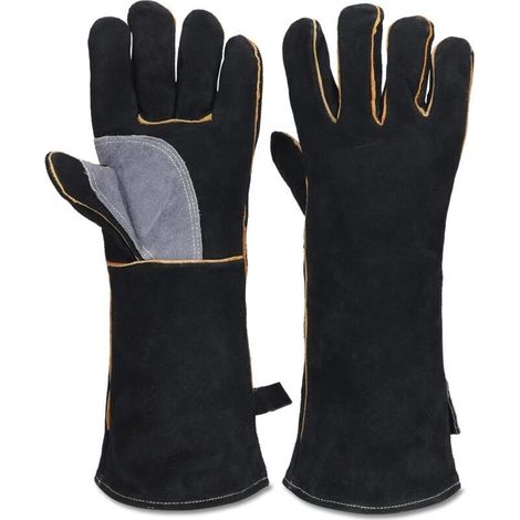 Hochtemperatur-feuerhandschuhe, Leder, Kevlar-nähte, Geeignet Für Kamin, Herd, Ofen, Grill, Schweißen, Bbq, Mig, Wärmedämmhandschuhe