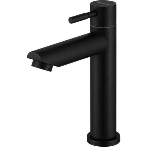 Kaltwasserhahn Für Handwaschbecken, Schwarzer Badezimmerhahn, Edelstahl-waschtischarmatur, Runder Abnehmbarer Perlator.