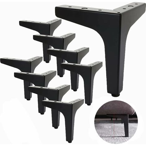 Satz Aus 8 Metall-sofafüßen, 15 Cm, Metallfüße Für Couchtisch, Belastbar Bis 600 Kg, Möbelbeine In Schwarz, Tischgestell Aus Schmiedeeisen / Sofa, Füße Für Tv-möbel, Schrank