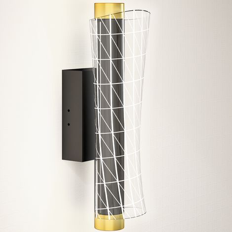 Innen-wandleuchte Mit Led-beleuchtung, Gitterdesign, Dimmbare Nachttischlampe, Metall, Schwarz