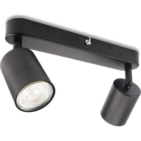 Led-deckenleuchte Mit 2 Flammen, Schwenk- Und Drehbarer Wandstrahler, Gu10 (ohne Glühbirnen) Retro/vintage Deckenleuchte 230v Schwarz Für Wohnzimmer, Schlafzimmer, Küche