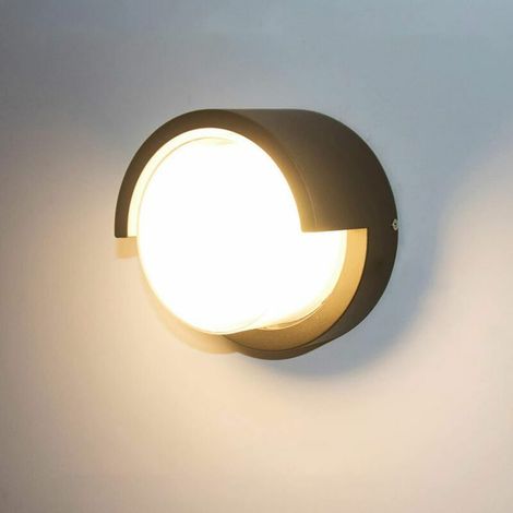 Led-wandleuchten, Trendige Außenwandleuchte Mit Lampenschirm, Steckbare Innenwandleuchte, Gartenlampe, Runde Wasserdichte Led-wandleuchte, Metallbeleuchtung (schwarz)