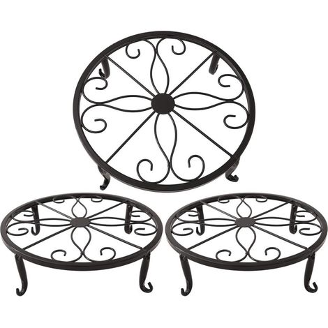 Schwarzer Blumentopf-ständer 23 X 23 X 11,5 Cm, Eisenständer Für Sukkulenten, Retro Pflanzenständer Für Innen- Und Außenbereich, 3 Stück