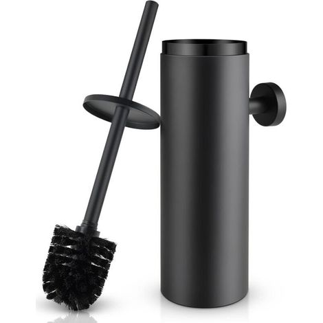 Brosse Wc, Brosse Wc En Acier Inoxydable, Brosse Wc Avec Protection Anti-éclaboussures Incluse, Tête De Brosse Remplaçable, Dimensions 8 X 8 X 39 Cm (noir)