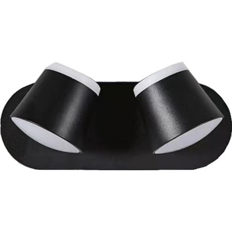 Led-außenwandleuchte 16 W Aluminium 2 Drehbare Strahler 360° Warmweiß 3000 K Schwarz