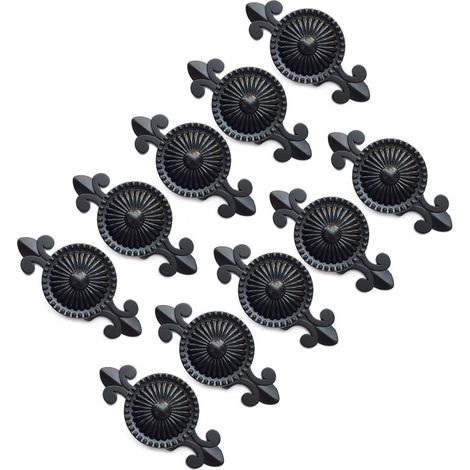 Set Aus 10 Möbelgriffen, Schubladenknöpfen, Möbelknöpfen, Schrankknöpfen, Schubladen (schwarz)