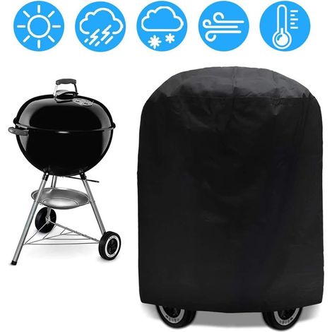 Housse Barbecue Abdeckung Bbq Grillabdeckung Uv-/wasser-/feuchtigkeitsbeständig Wasserdicht Außen Grill Schwarz Für Weber, Jennair-77 Durchmesser X 58cm