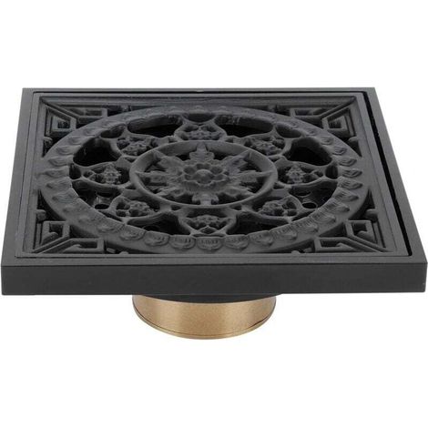 Bodensiphon Aus Schwarzem Edelstahl, 10 X 10 X 4 Cm – Quadratischer Rost Mit Herausnehmbarem Filter – Kupferner Bodensiphon-rost Für Küche, Bad Und Balkon