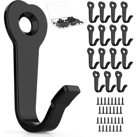 15 Praktische Wandhaken Mit 30 Schrauben – Robuste Schwarze Haken Für Mäntel, Bademäntel, Taschen Und Schlüssel. Aufbewahrungsorganisator Für Eingangsbereich, Garage, Schrank Und Badezimmer