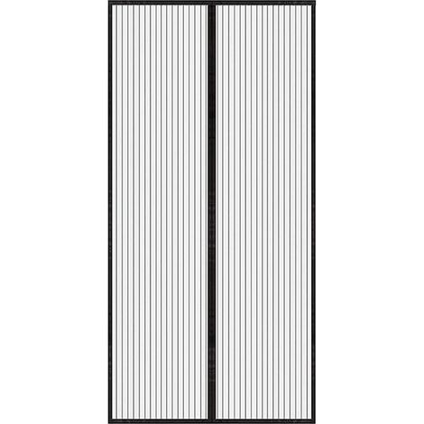 Schwarzer Gestreifter Türvorhang, 90x210 Cm, Magnetischer Türvorhang Aus Feinem Netz, Sommerlicher Anti-moskito-türvorhang.