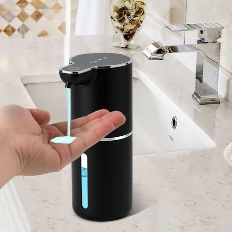 Nachfüllbarer Automatischer Seifenspender, Berührungsloser Seifenspender Mit 4-stufiger Einstellung Für Die Küche, Verstellbare Wandhalterung (schwarz)