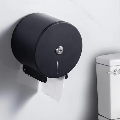 Verriegelbarer Edelstahl-handtuchspender - Professioneller Toilettenpapierhalter - Durchmesser: 149 Mm, Höhe: 30 Mm - Schwarz