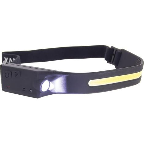 Led-stirnlampe Mit Sensor - Usb-aufladbar - Doppelte Starke Beleuchtung 120 Lumen Und 300 Lumen - Mit Integriertem Bewegungssensor - Kompakt Und Leicht - Schwarz