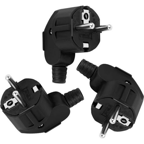 3 Stück Europäische Steckdose, Ip20 250v (16a), Stromstecker Mit Erdungskontakt, Robuster Gummisteckverbinder Für Den Innenbereich In Haus, Büro Und Auf Der Baustelle