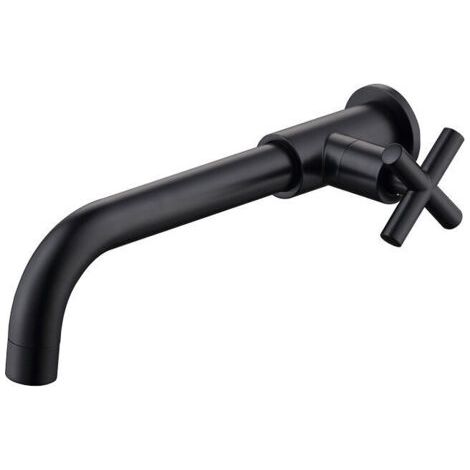 Messing-waschbeckenarmatur, Kaltwasserarmatur, Wandmontiert, Badewannenarmatur, 1/2 Zoll, Wandbefestigung, Zubehör, Mattschwarz, Mumu
