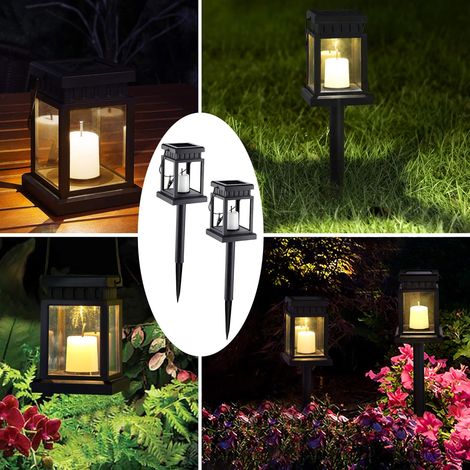 2er-pack Solar-laternen Für Den Außenbereich Mit Kerzen Für Garten, Patio, Rasen, Terrasse, Gehweg