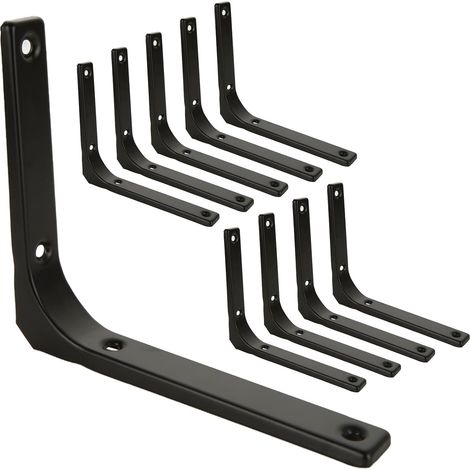 10 Stück Wandregalwinkel Schwarz, Metallwinkel 150mm X 125mm, Schwerlast-wandregalhalterung