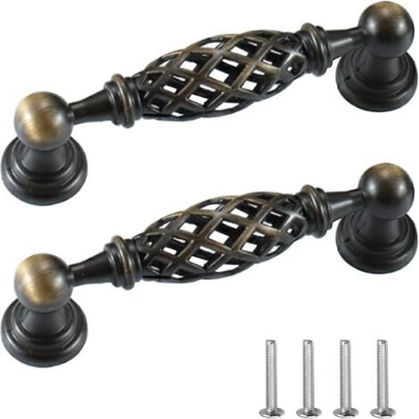 Vintage Möbelgriffe 2er-set, Küchenschrankgriffe, Antike Möbelgriffe, Türgriff, Schubladengriff Für Schranktüren Und Schubladen Mit Schrauben, Lochabstand 96 Mm