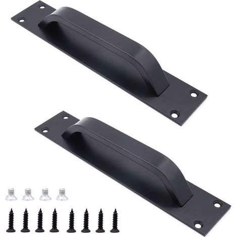 Set Aus 2 Schiebetürgriffen Aus Aluminiumlegierung Für Feuerschutztüren, Schranktürgriffe, Kleiderschranktürgriffe, Push-to-open, 20 Cm X 4 Cm, Schwarz