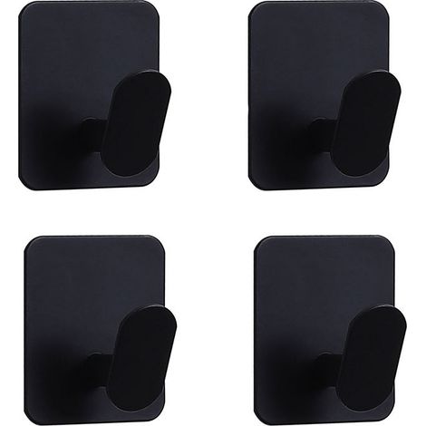 Schwarze Klebehaken, 6 X 5 Cm, 4er-set, Bohrenfreie Edelstahl-haken Mit Entenschnabel-design