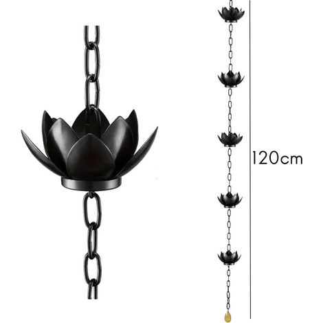 Regenkette Mit Lotus-bechern, Regenrinnen-ableiter, Gartendekoration, 120 Cm