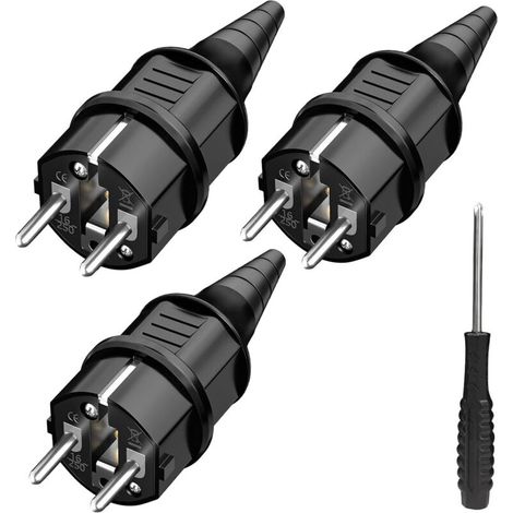 3x Steckdose Männlich, Netzstecker, Spritzwassergeschützt, Langlebig Für Kabel Von 6 Bis 16 Mm, Erdungskontakt Sebs, Ip44-liaiki
