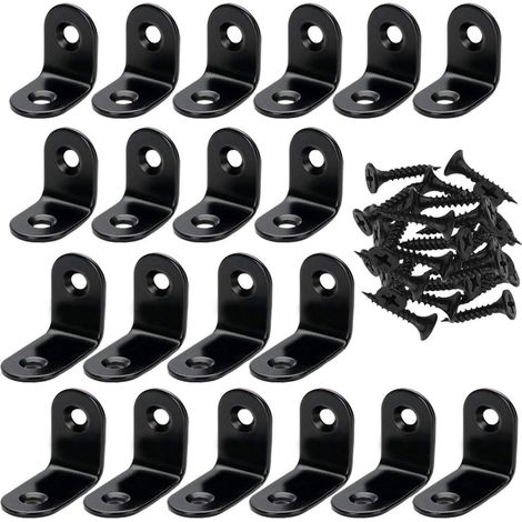 Set Aus 20 L-förmigen Winkelhaltern Mit 40 Schrauben, Edelstahl-winkelverbinder Für Holz, Schwarz
