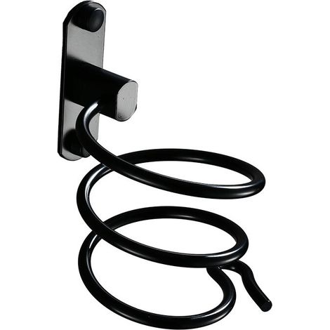 1 Stück Schwarzer, Wandmontierter Haartrocknerhalter Zum Bohren – Für Hotel, Badezimmer, Wc, Friseur, Aluminium, Matte Oberfläche