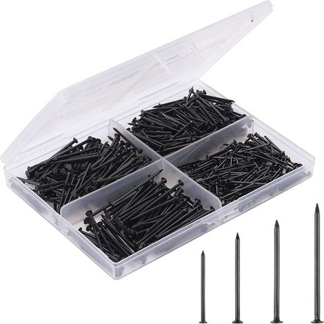 Hardware-set, Schwarz, 200 Kleine Nägel, Bildaufhängenägel, Rahmennägel.