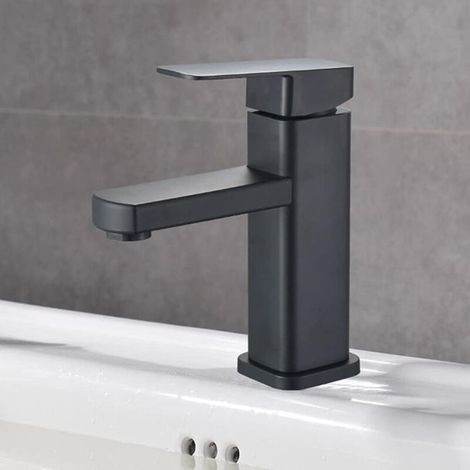 Einfacher 304 Edelstahl-waschbeckenhahn In Schwarz Für Das Badezimmer