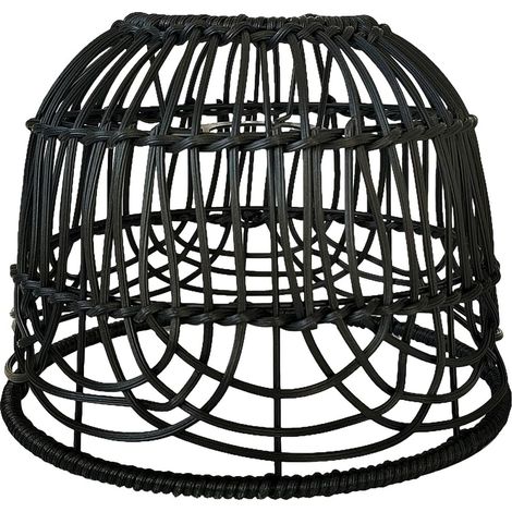 Abat-jour Kreative Skandinavische Lampe Natürliche Dekoration Pendelleuchte Geflochtener Lampenschirm E26 Lampenschirm Aus Weidengeflecht Hängende Lichtabdeckung Für Teehaus, Schwarz