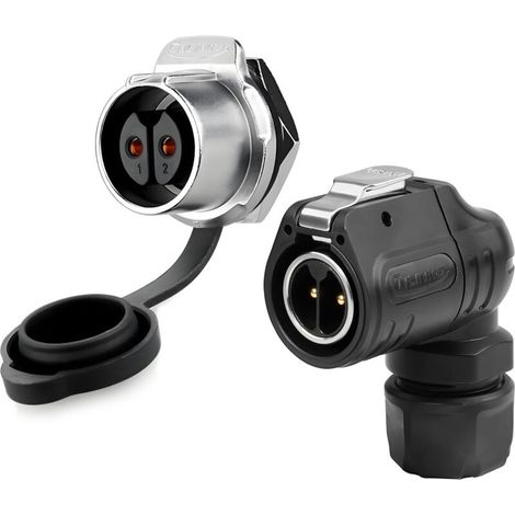 Lp20 90° Wasserdichter 2-poliger Stecker, Schnelle Verbindung, Rechtwinkliger Männlicher Stecker, Einlochige Buchse, Elektrischer Rundstecker Für Den Außenbereich Für Industrielle Ausrüstung