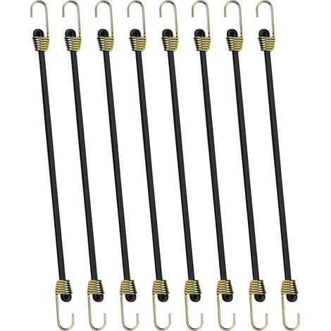 8er-set 25 Cm Elastische Spanngurte Mit Haken, Befestigungsgurte, Elastische Dehner Mit Haken, Mini Elastische Gurte, Kurze Robuste Planengurte, Gummispanner - Schwarz