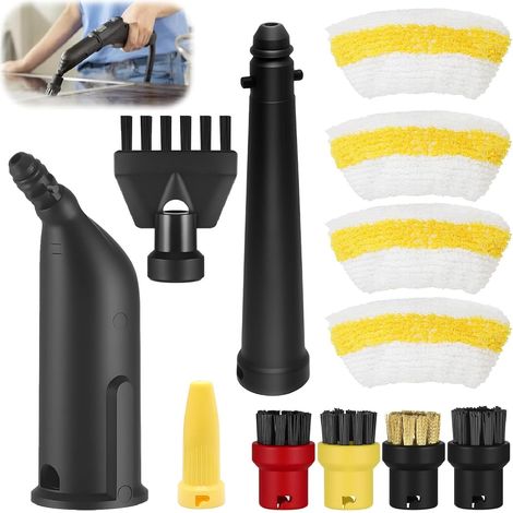 Set Aus 12 Dampfreiniger-zubehörteilen Für Kärcher Easyfix Sc1 Sc2 Sc3 Sc4, Ersatzteile Für Handdüse, Mit Verlängerungsdüse, Gebogener Düse, Rundbürste, Flachsauger