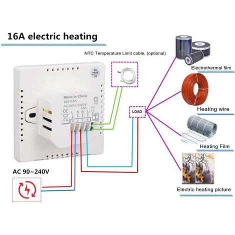 Intelligenter Thermostat Für Das Zuhause, Touchscreen, Programmierbare Temperaturregelung, Ip20-schutz, Automatischer/manueller Modus, Digitale 16 A Fußbodenheizung.