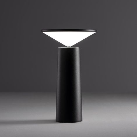 Kabellose, Wiederaufladbare Led-schreibtischlampe, Led-nachtlicht, Taktbare Nachttischlampe, Usb-wiederaufladbar Für 3 Farben (schwarz)