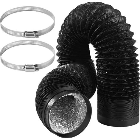 Pvc-lüftungsschlauch, 100 Mm, 2,5 M Länge Mit 2 Edelstahlklemmen, Für Mobile Klimageräte Und Lüftungskanalsysteme