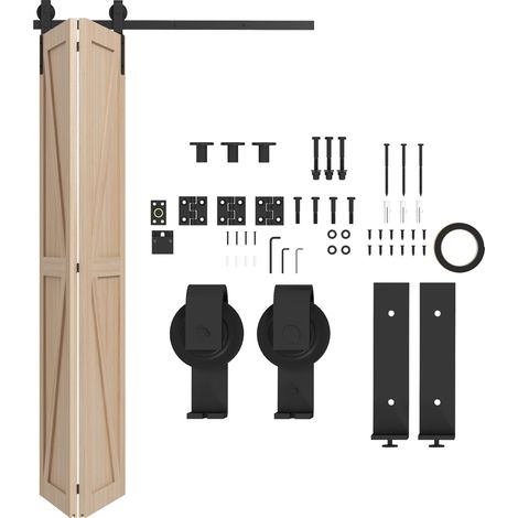 122 Cm Schiebetürbeschlag, Faltbares Türschiebesystem, Stahlschienen-kit Für Schiebetüren Im Scheunenstil Für 2 Türen
