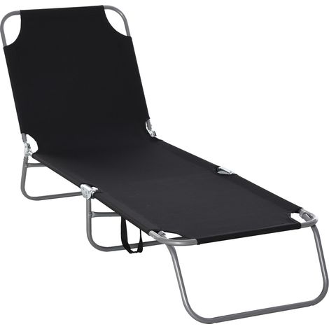 Bain De Soleil Transat, Klappbar, Verstellbare Rückenlehne, Mehrstufig, Metall Und Polyester, Schwarz