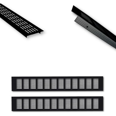 Aluminium-lüftungsgitter - 50 X 8 Cm - Schwarz - Lüftungsgitter Für Türen, Paar Von 500 Mm - Ideale Belüftung Für Küche, Bad, Wc, Schrank - Insektenschutzgitter