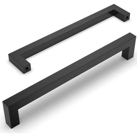 Set Aus 10 Schwarzen Möbelgriffen Für Küche Und Eingang, Lochabstand 192 Mm, Edelstahl-griffe Für Schränke Und Küchentüren