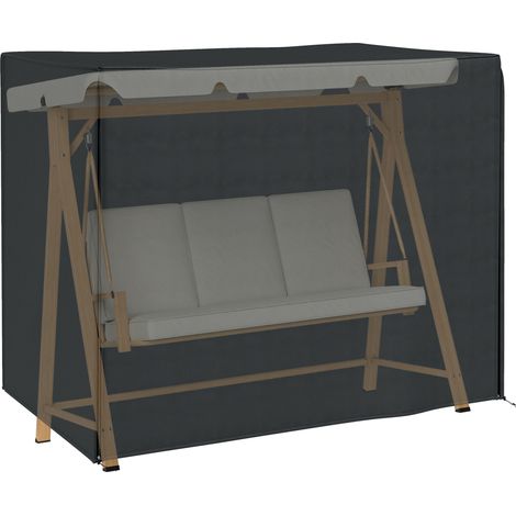 Schutzhülle Für 3-sitzer-gartenschaukel, Wasserdichte Und Uv-beständige Plane Aus 420d Pe, Maße: 2,20 M L X 1,25 M B X 1,72 M H, Schwarz