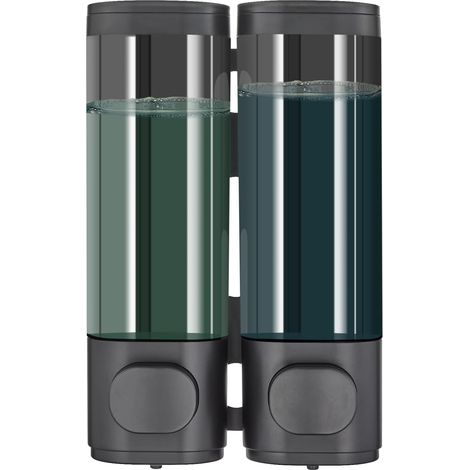 Shampoo- Und Conditioner-spender, 2-kammer-duschspender, Ohne Bohren, Wandmontiert Für Badezimmer (schwarz, 2 Kammern)